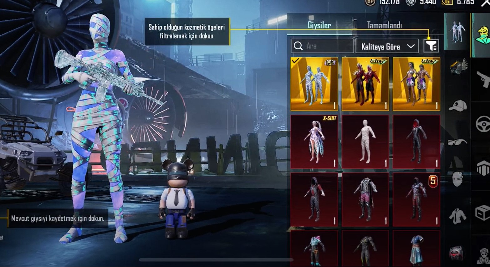 Tüm mumya setler var beyaz mavi mumya pubg mobile çar ilanda
